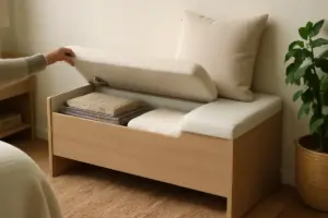 Panchine con contenitore in camera: organizzazione e design in una sola soluzione